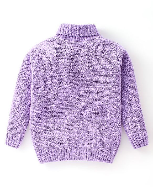 Babyhug Full Sleeves Solid Sweater With Butterfly Badge- Lavender