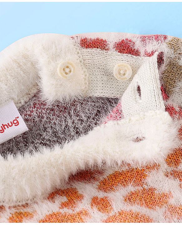 Babyhug Full Sleeves Sweater With Leopard Print - Pink & Peach
