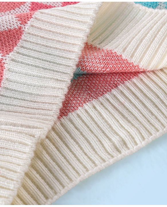 Babyhug Knit Full Sleeves Sweater with Geometric Design - Multicolour
