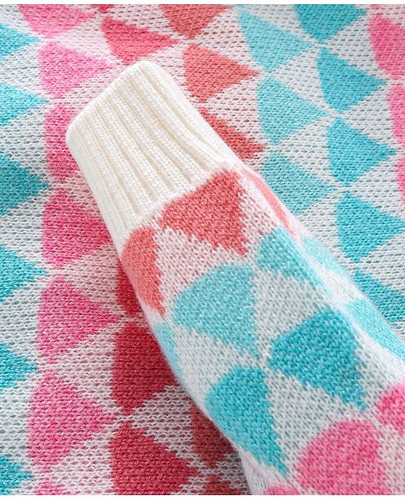 Babyhug Knit Full Sleeves Sweater with Geometric Design - Multicolour