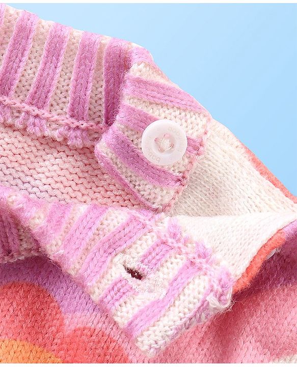 Babyhug Knit Pullover Flower Design - Multicolor
