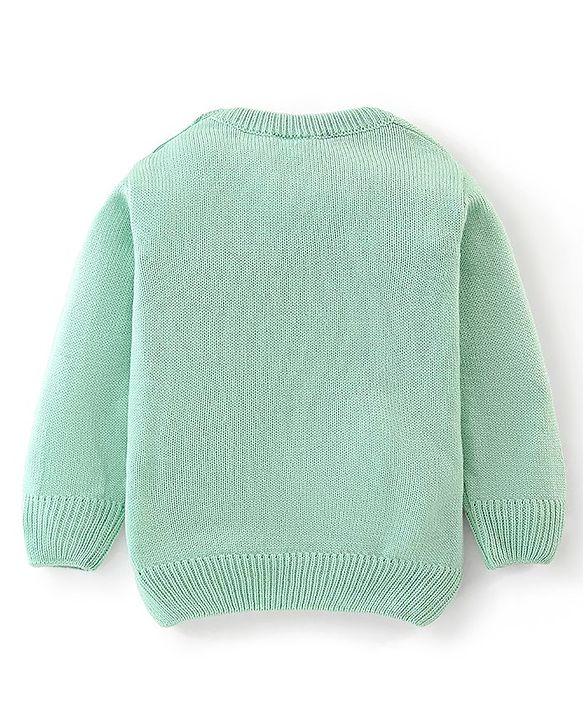 Babyhug Knitted Full Sleeves Sweater with Sequin Detailing - Green