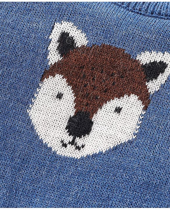 Babyhug Full Sleeves Fox Design Pullover - Blue