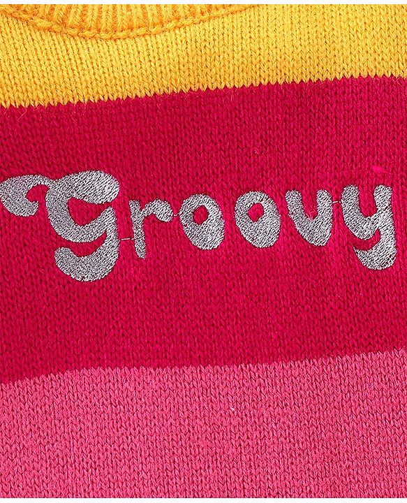 Babyhug Knitted Full Sleeves Sweater Striped Design - Multicolour
