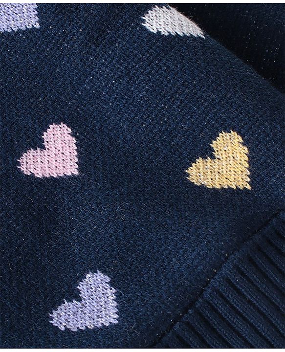 Babyhug Full Sleeves Heart Print Pullover - Multicolour