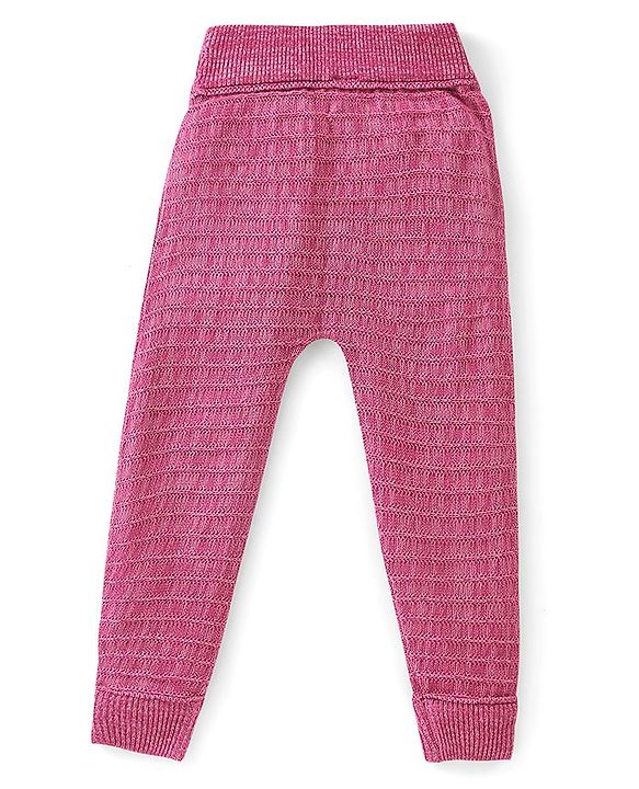 Babyhug Fleece and Woollen Full Length Pant Striped - Pink