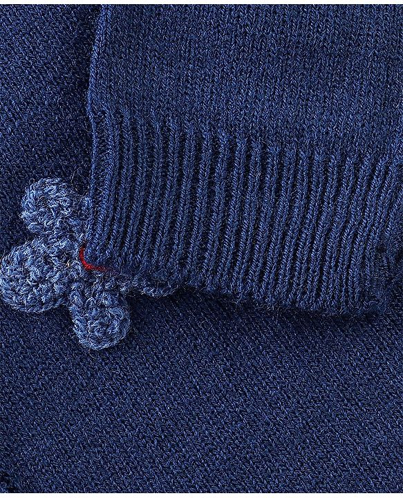 Babyhug Full Sleeves Sweater Floral Design- Navy Blue