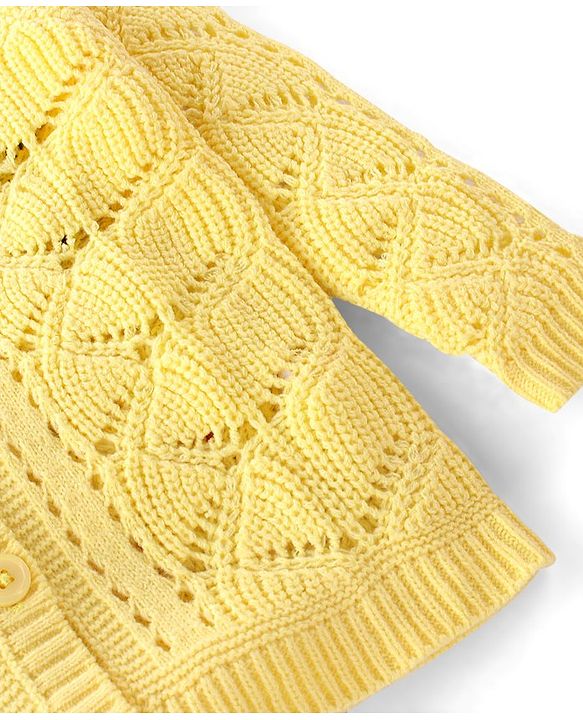 Babyhug Knit Full Sleeves Sweater Cable Knit Design - Yellow
