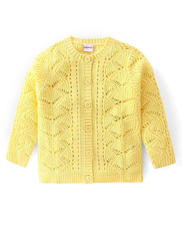 Babyhug Knit Full Sleeves Sweater Cable Knit Design - Yellow
