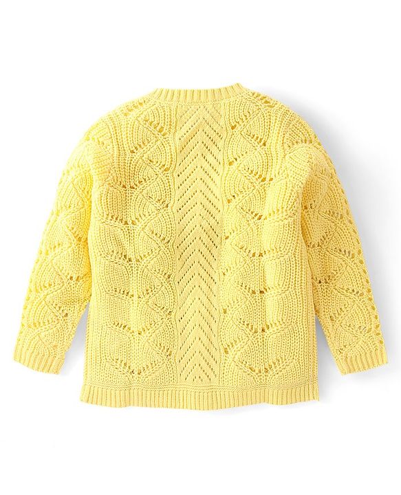 Babyhug Knit Full Sleeves Sweater Cable Knit Design - Yellow
