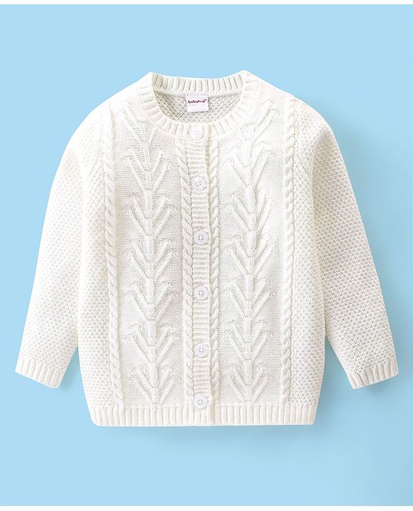 Babyhug Knit Full Sleeves Sweater Cable Knit Design - Off White