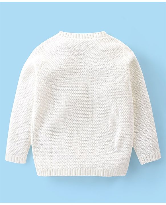 Babyhug Knit Full Sleeves Sweater Cable Knit Design - Off White
