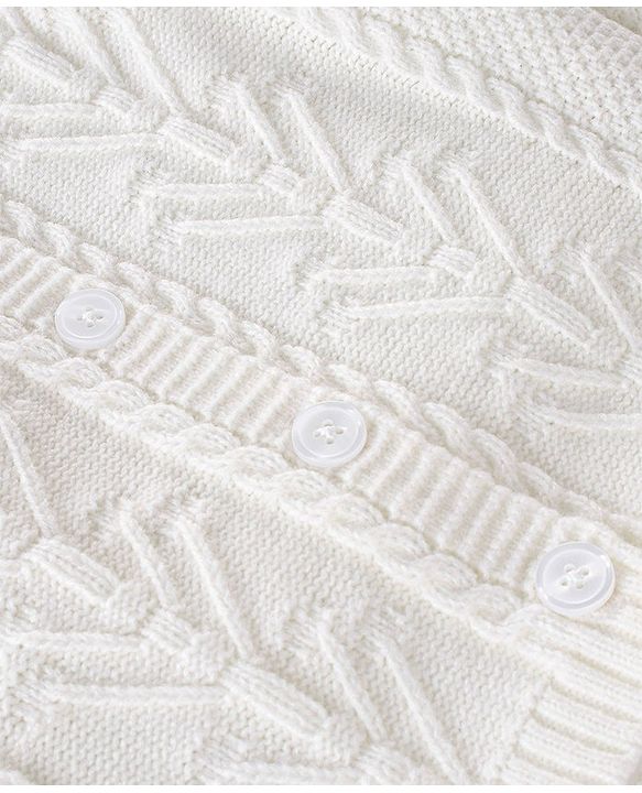 Babyhug Knit Full Sleeves Sweater Cable Knit Design - Off White