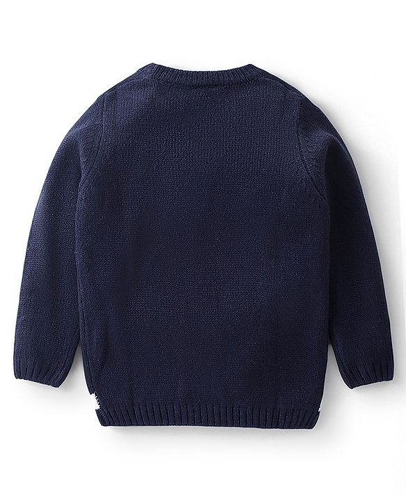 Babyhug Full Sleeves Sweater Christmas Design- Navy Blue