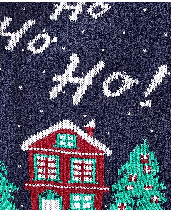 Babyhug Full Sleeves Sweater Christmas Design- Navy Blue