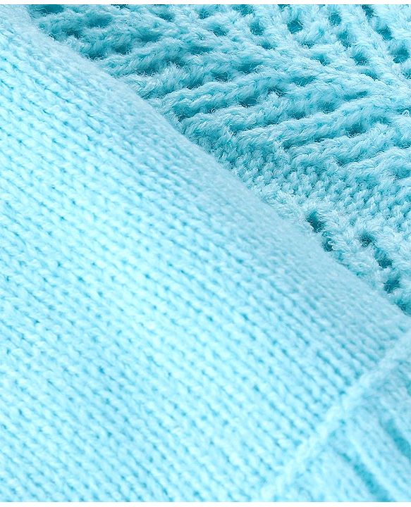 Babyhug Full Sleeves Woollen Shrugs - Aqua Blue