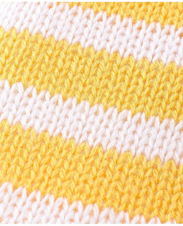 Babyhug Fleece Knit Footed Woollen Pant with Stripes Design - Yellow