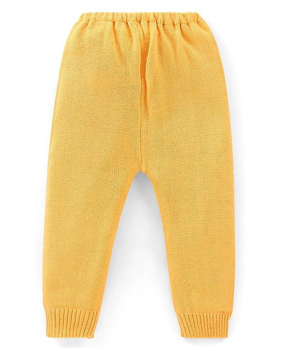 Babyhug Knit Full Length Woolen Pant with Solid Design - Yellow