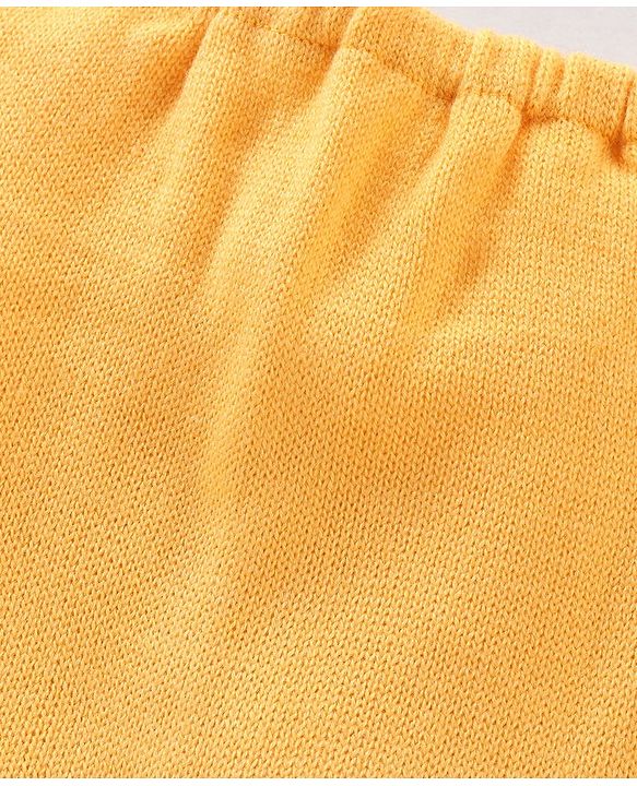 Babyhug Knit Full Length Woolen Pant with Solid Design - Yellow