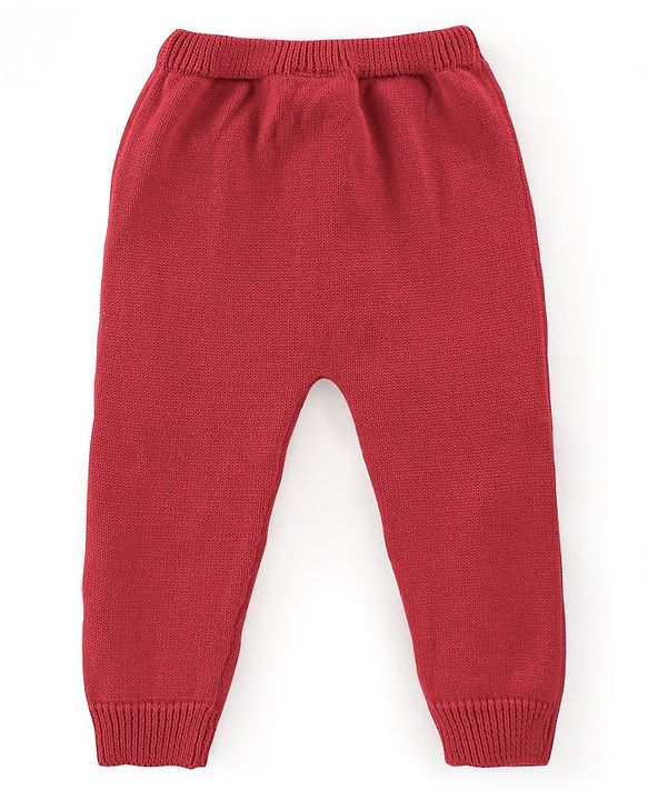 Babyhug Knit Full Sleeves Sweater Set Striped - Red