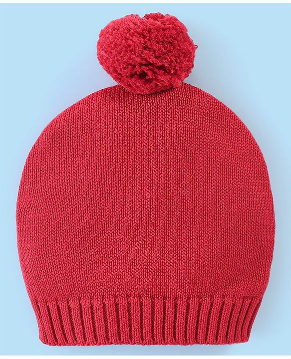 Babyhug Organic Cotton Full Sleeves Sweater Set with Cap Cherry Design - Off White & Red