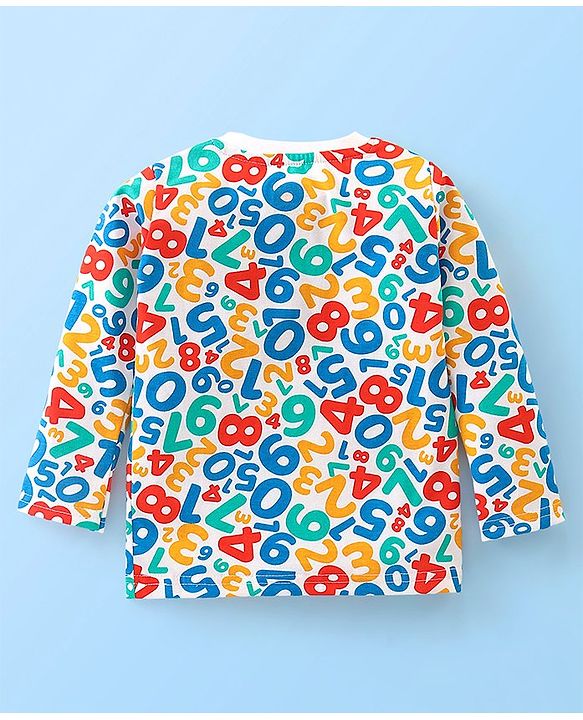 Babyhug Cotton Jersey Full Sleeves Night Suit Numbers Print - White