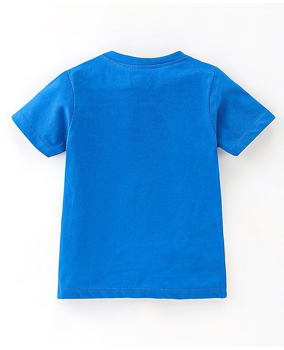 Babyhug 100% Cotton Knit Half Sleeves T-Shirt with Graphics Text Print - Blue