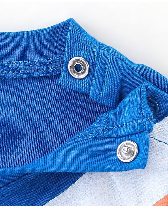 Babyhug 100% Cotton Knit Half Sleeves T-Shirt with Graphics Text Print - Blue