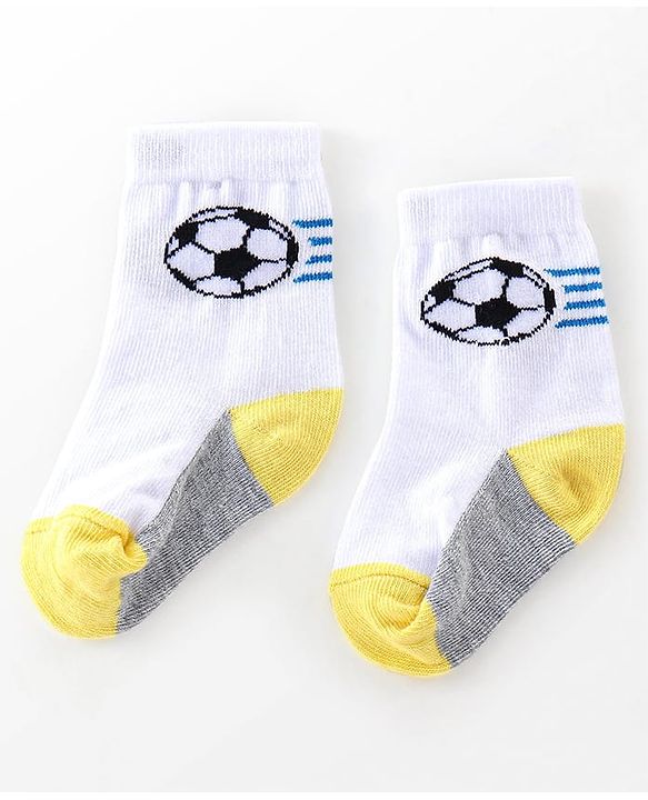 Cutewalk By Babyhug Cotton Anti Bacterial Ankle Length Striped & Ball Print Socks Pack of 3 - Grey White & Blue