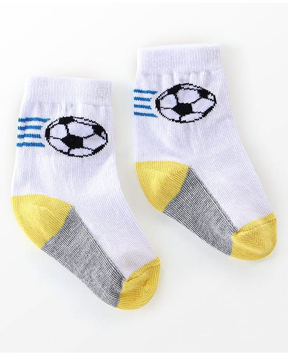 Cutewalk By Babyhug Cotton Anti Bacterial Ankle Length Striped & Ball Print Socks Pack of 3 - Grey White & Blue