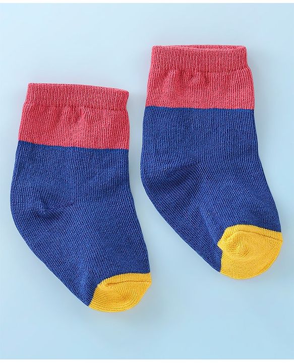 Cutewalk By Babyhug Anti Bacterial Ankle Length Socks Stripes & Bicycle Design Pack of 3- White & Blue