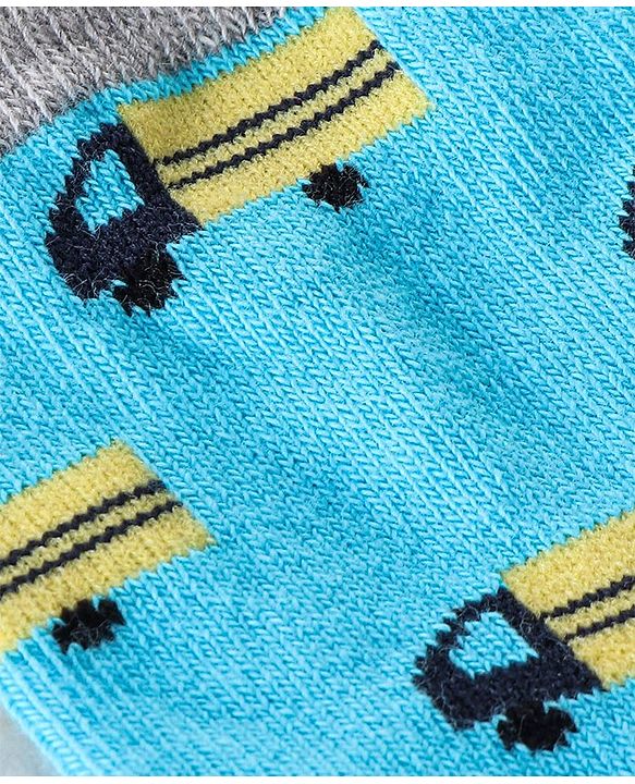 Cutewalk By Babyhug Cotton Anti Bacterial Ankle Length Car Print Socks Pack of 5 - Red Blue & Grey