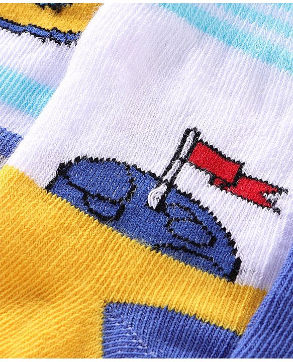 Cutewalk By Babyhug Cotton Anti Bacterial Ankle Length Space Design Socks Pack of 5 - Grey Blue & White