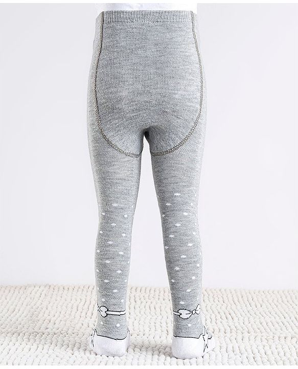 Cute Walk by Babyhug Cotton Antibacterial Dot Print Footed Tights - Grey