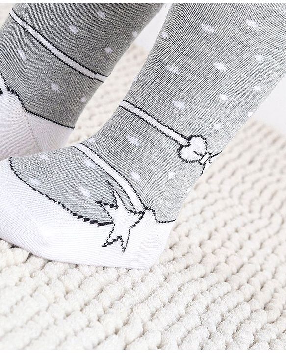 Cute Walk by Babyhug Cotton Antibacterial Dot Print Footed Tights - Grey