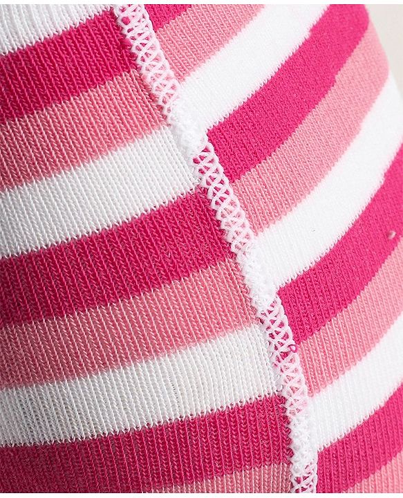 Cutewalk by Babyhug Non Terry Footed Anti Bacterial Striped  Tights  - White & Pink
