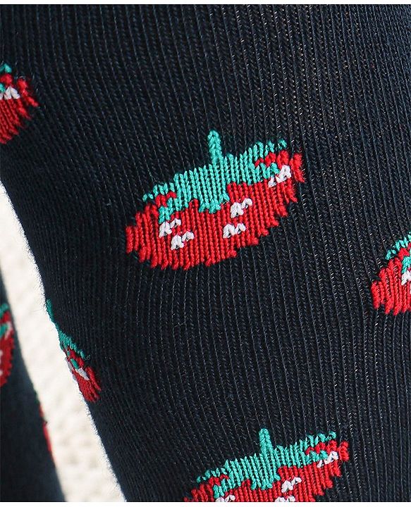 Cutewalk by Babyhug Non Terry Footed Anti-Bacterial Strawberry  Design Tights  - Navy Blue