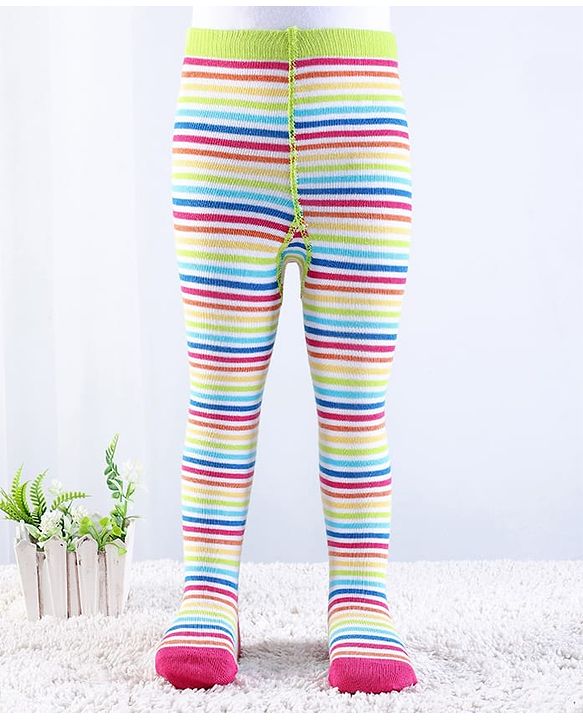 Cutewalk by Babyhug Non Terry Footed Anti Bacterial Striped  Tights  - White & Pink
