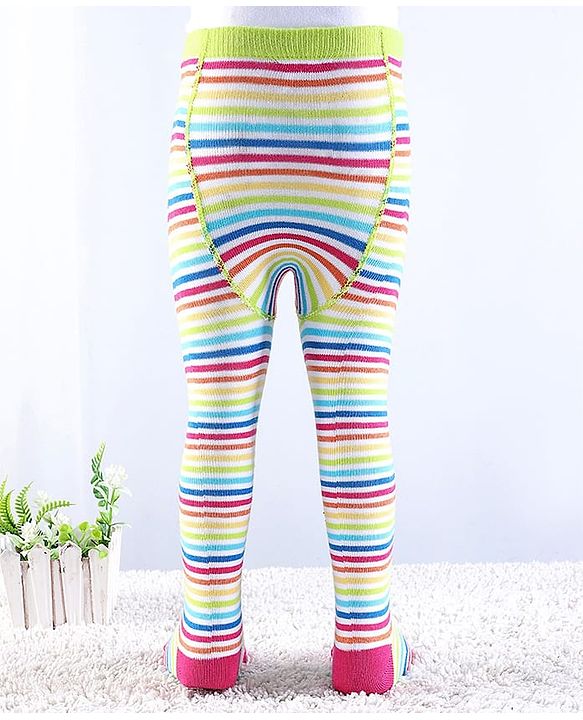 Cutewalk by Babyhug Non Terry Footed Anti Bacterial Striped  Tights  - White & Pink