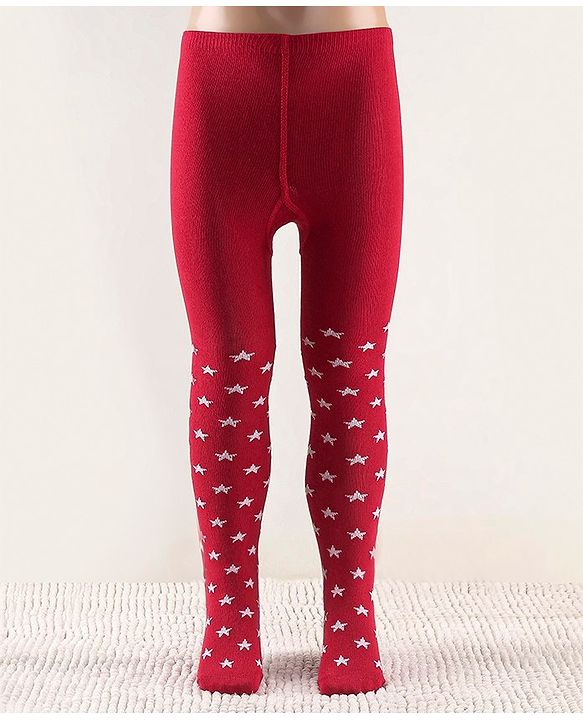 Cutewalk by Babyhug Non Terry Footed Anti Bacterial Star Design Tights  - Pink
