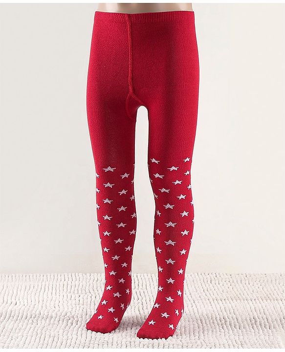 Cutewalk by Babyhug Non Terry Footed Anti Bacterial Star Design Tights  - Pink