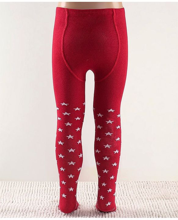 Cutewalk by Babyhug Non Terry Footed Anti Bacterial Star Design Tights  - Pink