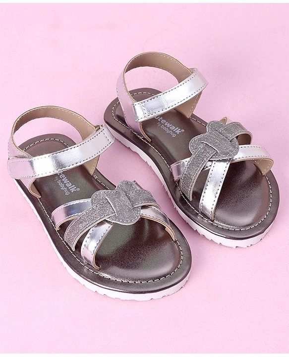 Cute Walk by Babyhug Velcro Closure Formal & Party Wear Sandals - Silver (Strap Logo May Vary)
