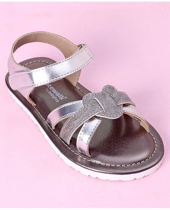 Cute Walk by Babyhug Velcro Closure Formal & Party Wear Sandals - Silver (Strap Logo May Vary)