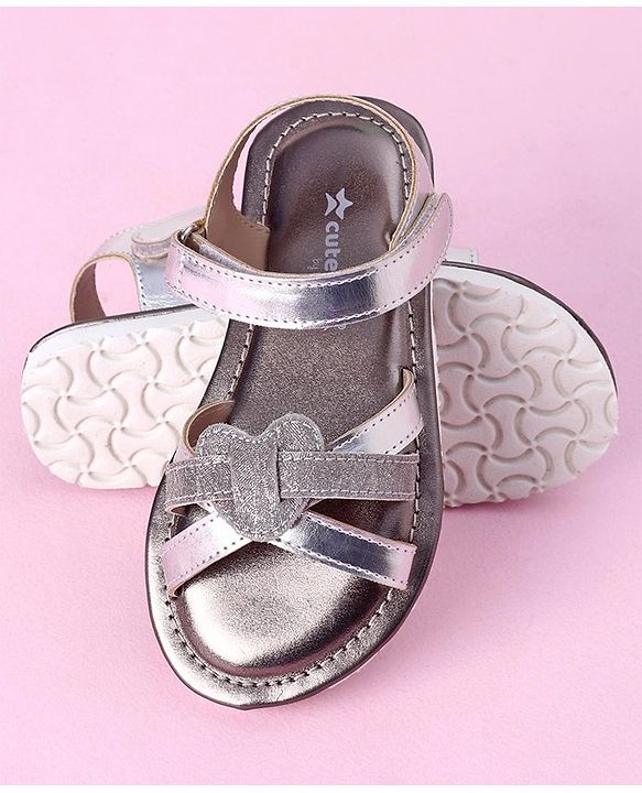 Cute Walk by Babyhug Velcro Closure Formal & Party Wear Sandals - Silver (Strap Logo May Vary)