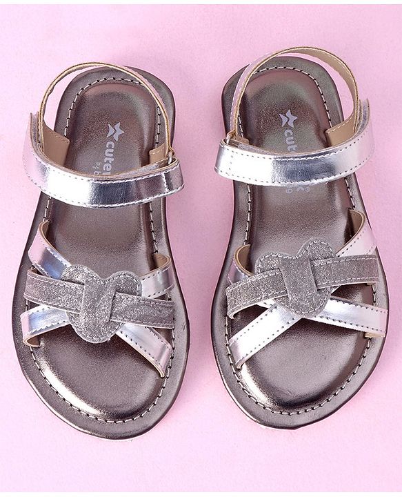 Cute Walk by Babyhug Velcro Closure Formal & Party Wear Sandals - Silver (Strap Logo May Vary)