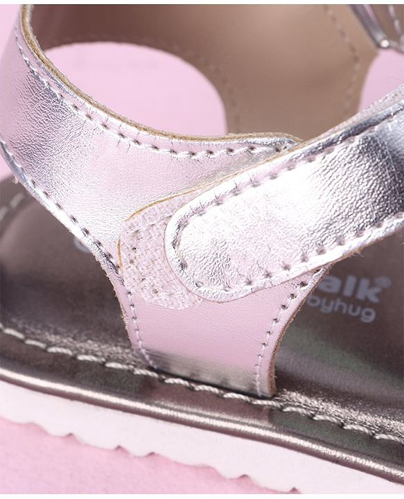 Cute Walk by Babyhug Velcro Closure Formal & Party Wear Sandals - Silver (Strap Logo May Vary)