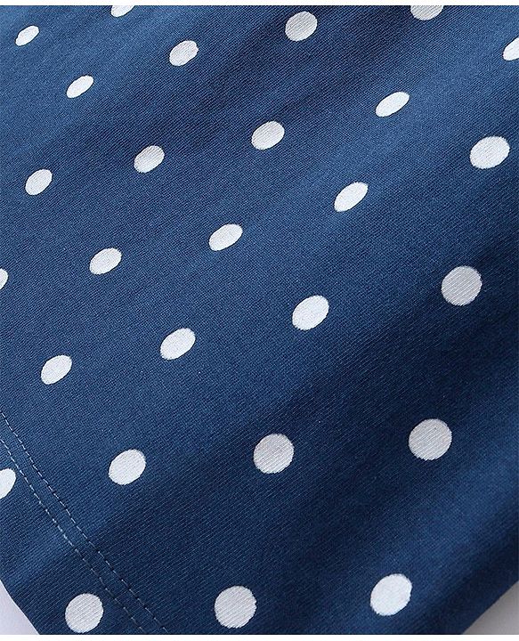 Pine Kids 100% Cotton Knit Half Sleeves Top Polka Dot Print - Navy Blue