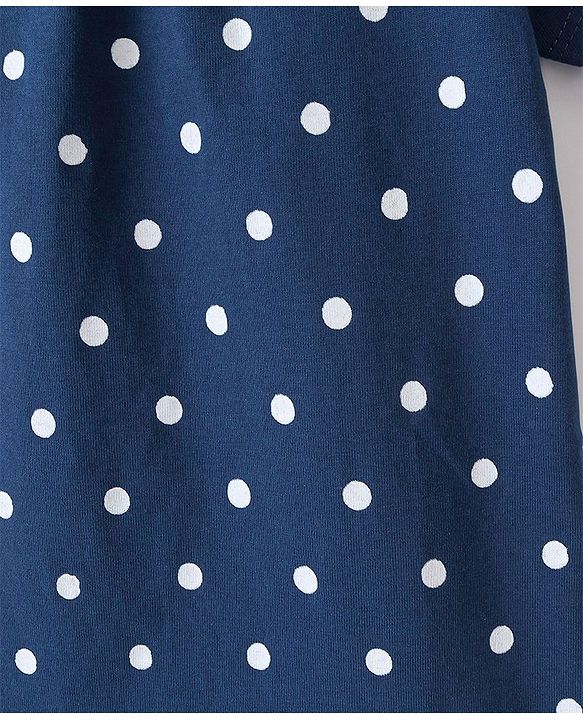 Pine Kids 100% Cotton Knit Half Sleeves Top Polka Dot Print - Navy Blue