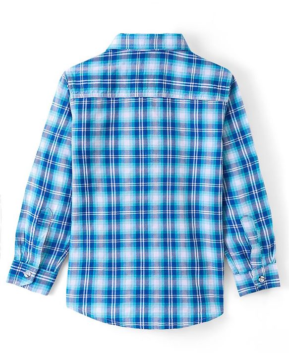 Pine Kids 100% Cotton Full Sleeves Check Shirts - Blue